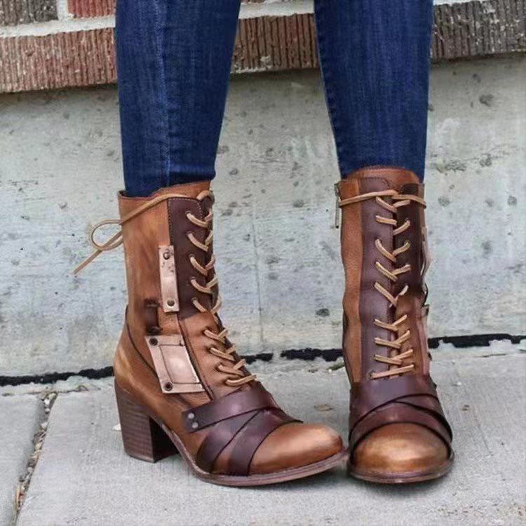 High Heel Pointed Plus Size Women's Boots Middle Tube Leather Boots