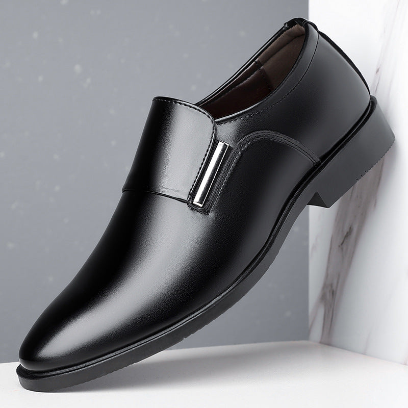 Men's Pointed-toe Slip-on Business Formal Wear Leather Shoes