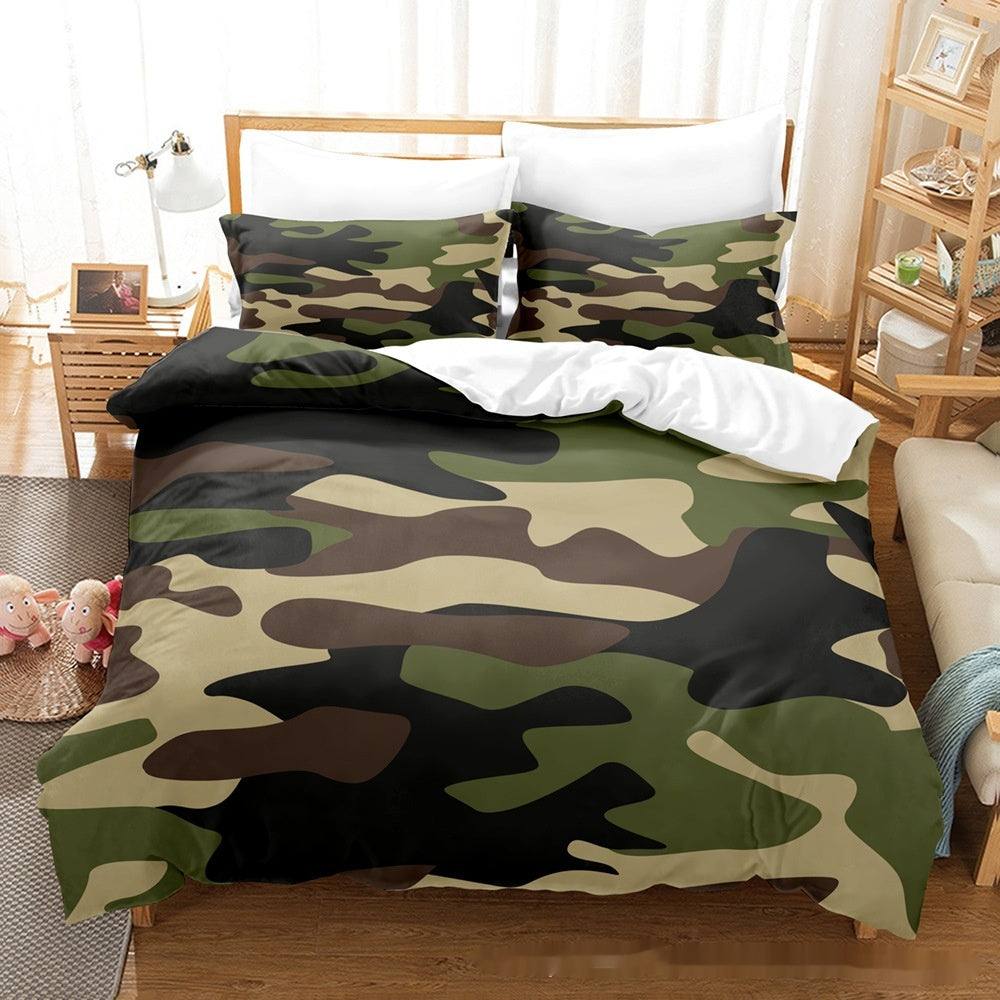 Printed Home Textile Animal Fur Grain Duvet Cover Pillowcase Three-piece Set