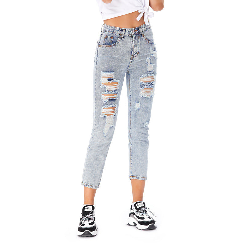 Jeans Women's Ripped Spring Casual Loose Jeans