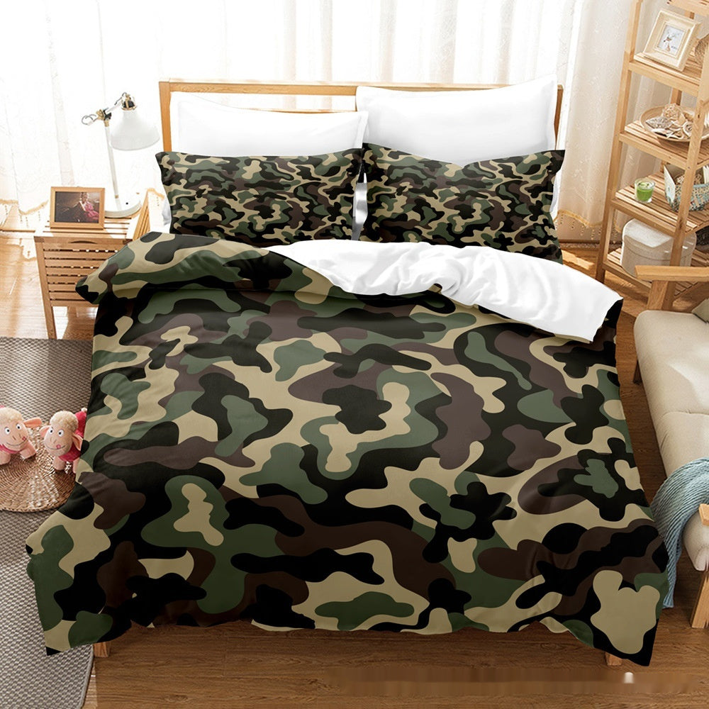 Printed Home Textile Animal Fur Grain Duvet Cover Pillowcase Three-piece Set