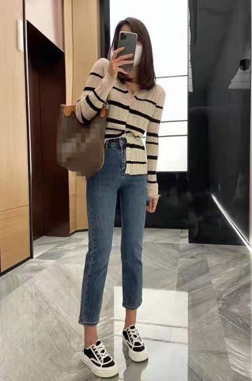 Fallwinter New Style Womens Brushed Cigarette Jeans