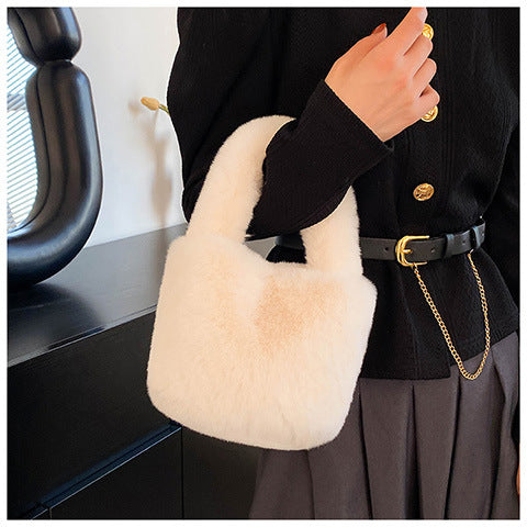 Plush Bag High-grade Thick Autumn And Winter Hand Bucket Bag