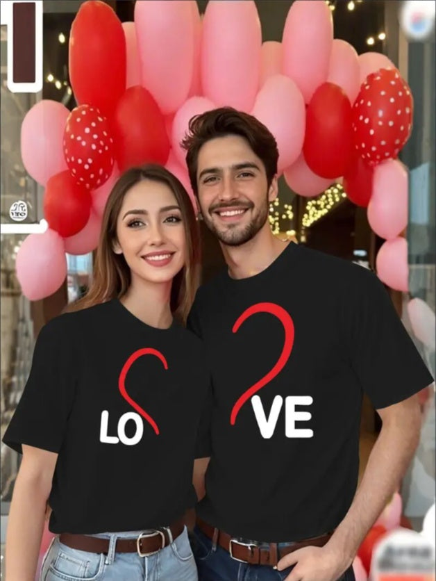 Love Valentine'S Day T-Shirt,   Couple T-Shirt, Couple Christmas, Fashion Casual T-Shirt, Short-Sleeved T-Shirt