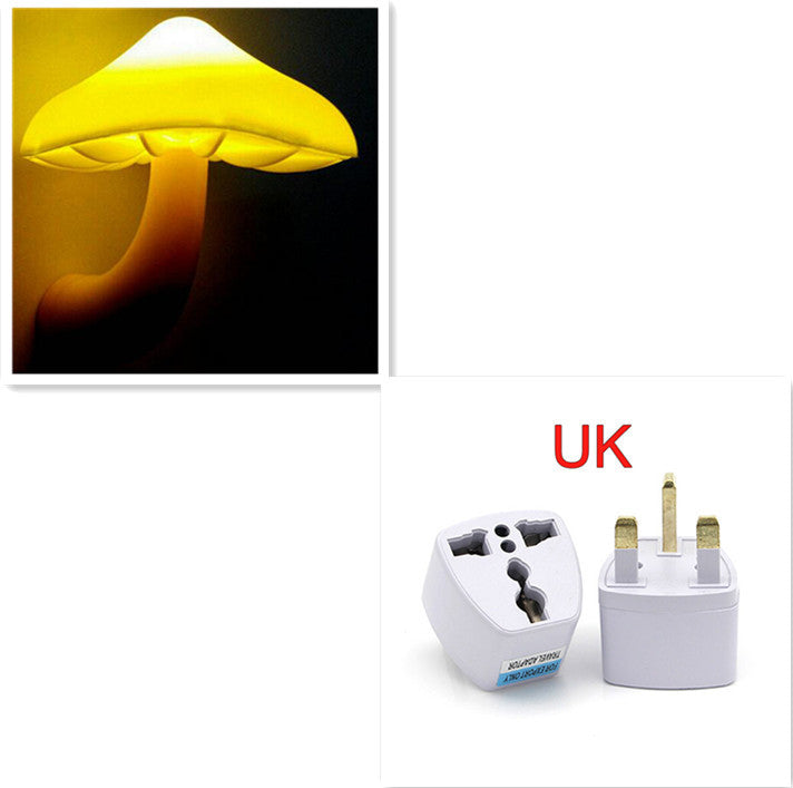 LED Night Light Mushroom Wall Socket Lamp EU US Plug Warm White Light-control Sensor Bedroom Light Home Decoration